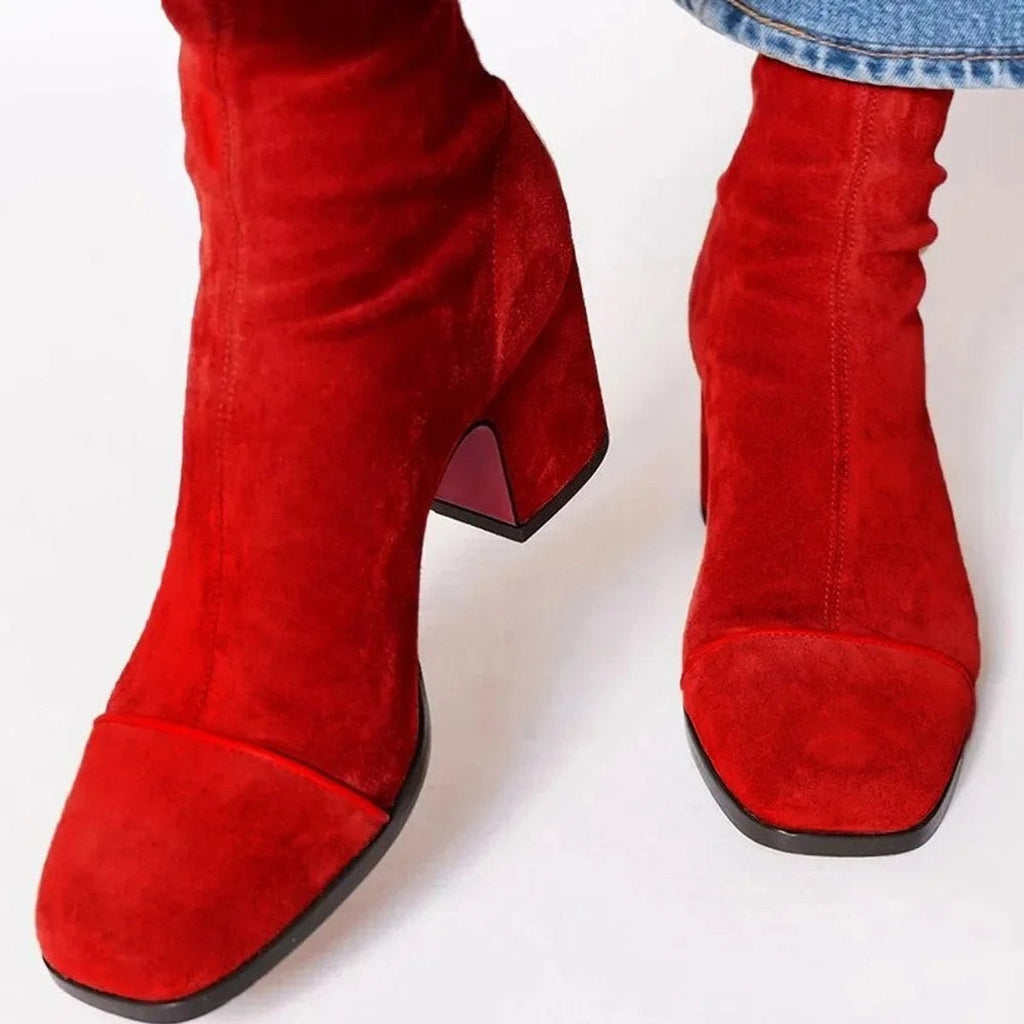 Josie™ | Botines de ante con estampado leopardo y tacón de bloque