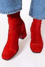 Josie™ | Botines de ante con estampado leopardo y tacón de bloque