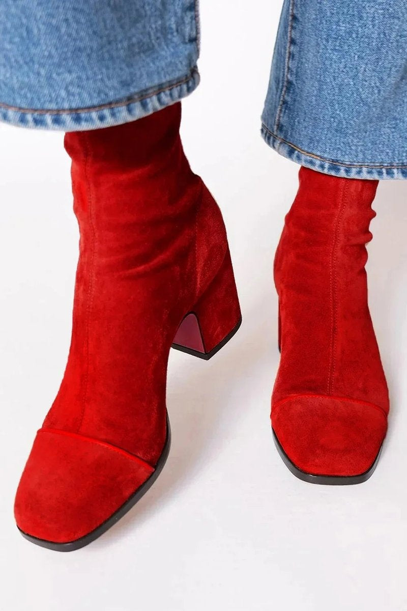 Josie™ | Botines de ante con estampado leopardo y tacón de bloque