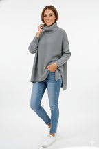 Ella™ | Jersey de punto grueso oversize con cuello vuelto