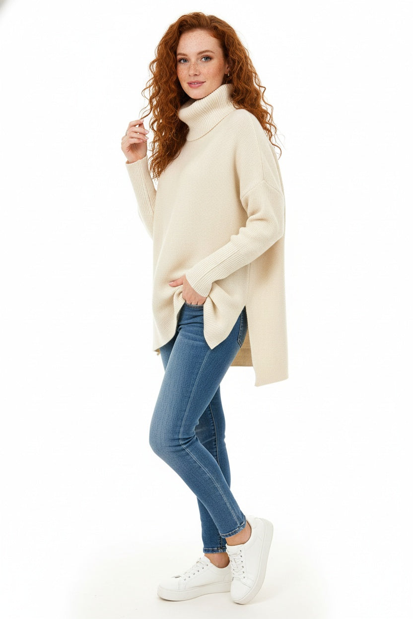 Ella™ | Jersey de punto grueso oversize con cuello vuelto
