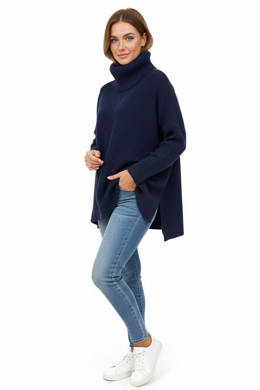 Ella™ | Jersey de punto grueso oversize con cuello vuelto