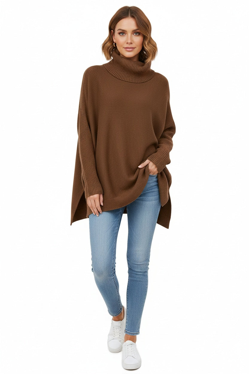 Ella™ | Jersey de punto grueso oversize con cuello vuelto