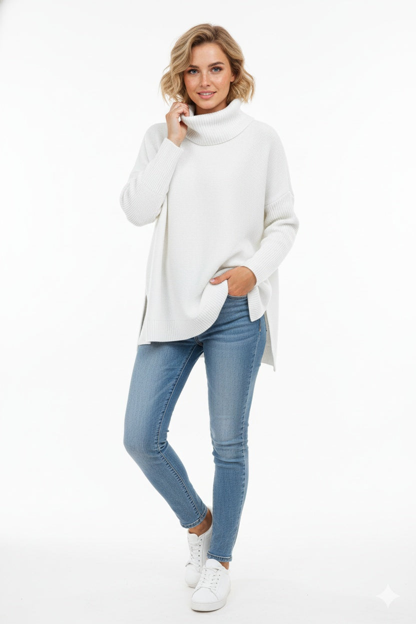 Ella™ | Jersey de punto grueso oversize con cuello vuelto