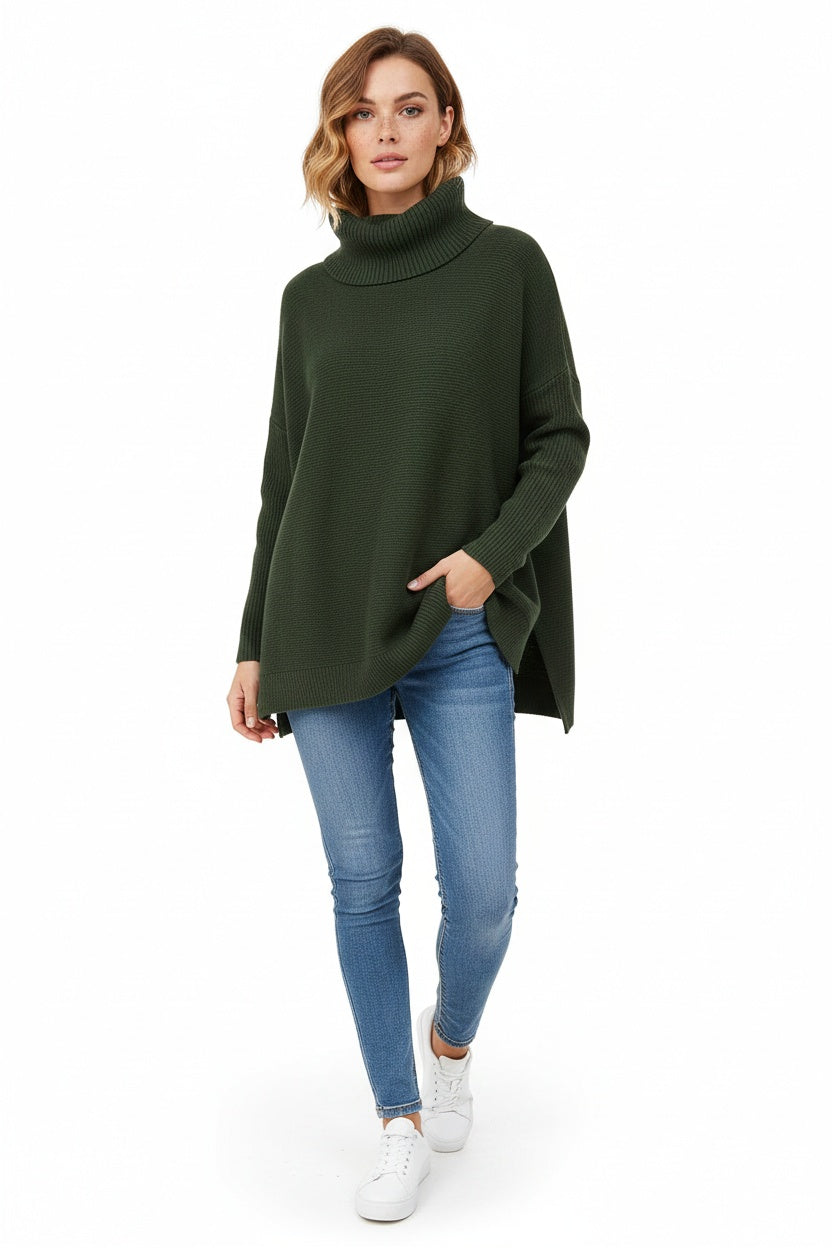 Ella™ | Jersey de punto grueso oversize con cuello vuelto