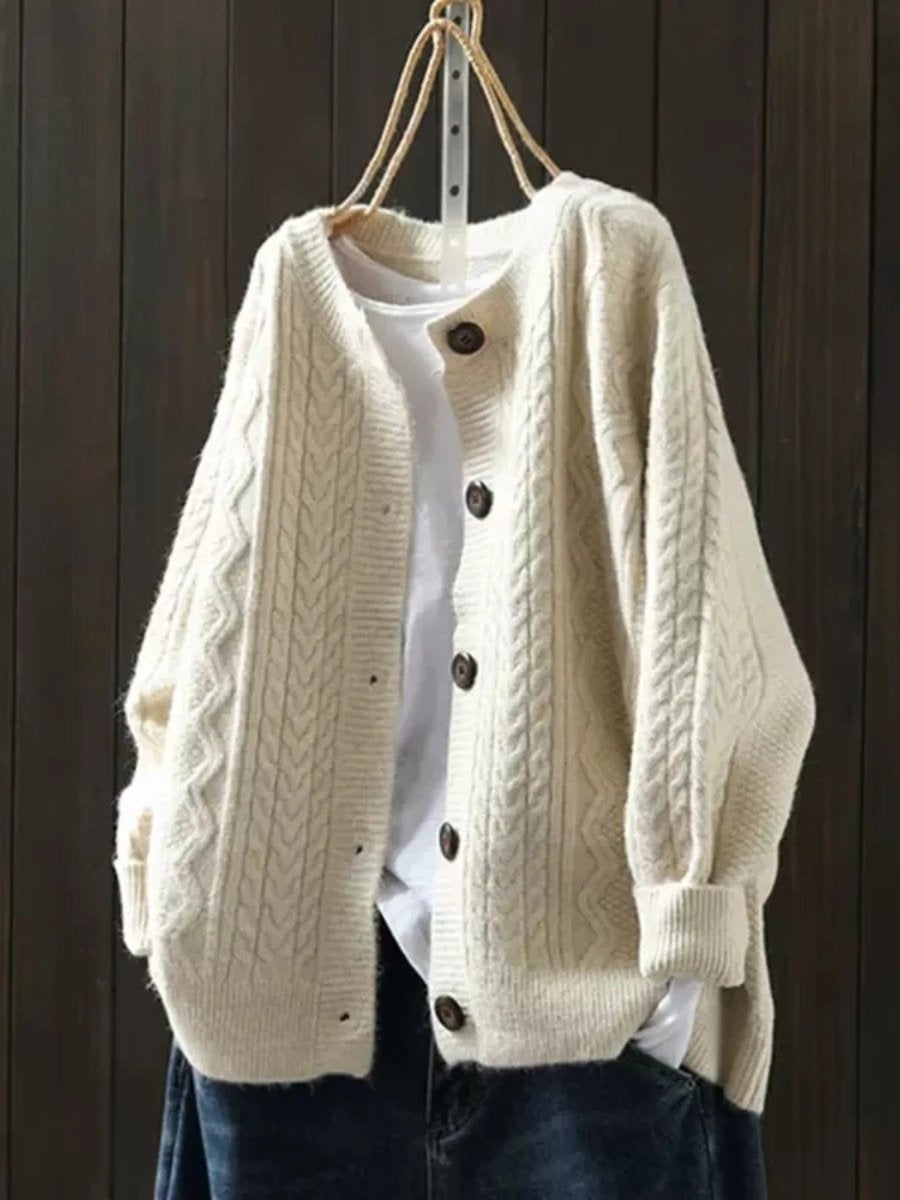 Samantha™ | Jersey oversize de punto trenzado con botones