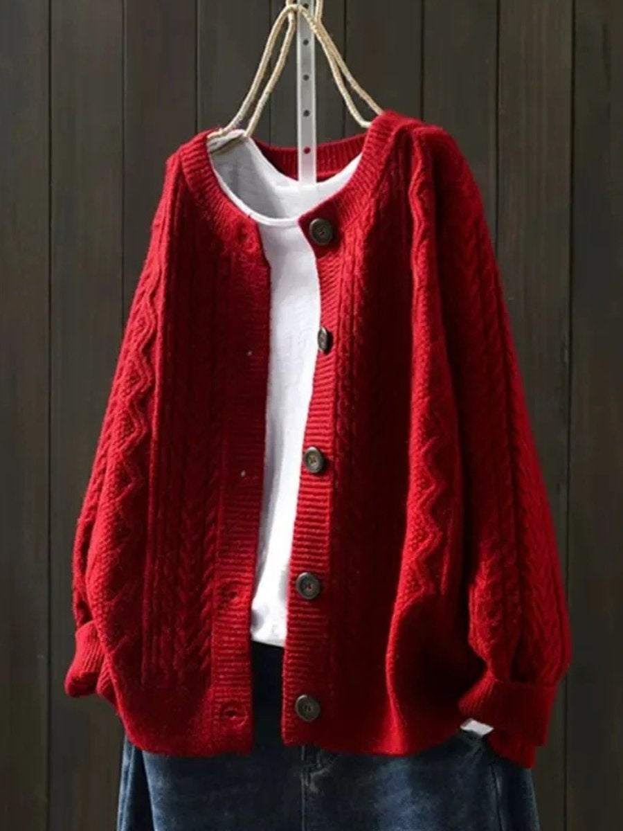 Samantha™ | Jersey oversize de punto trenzado con botones