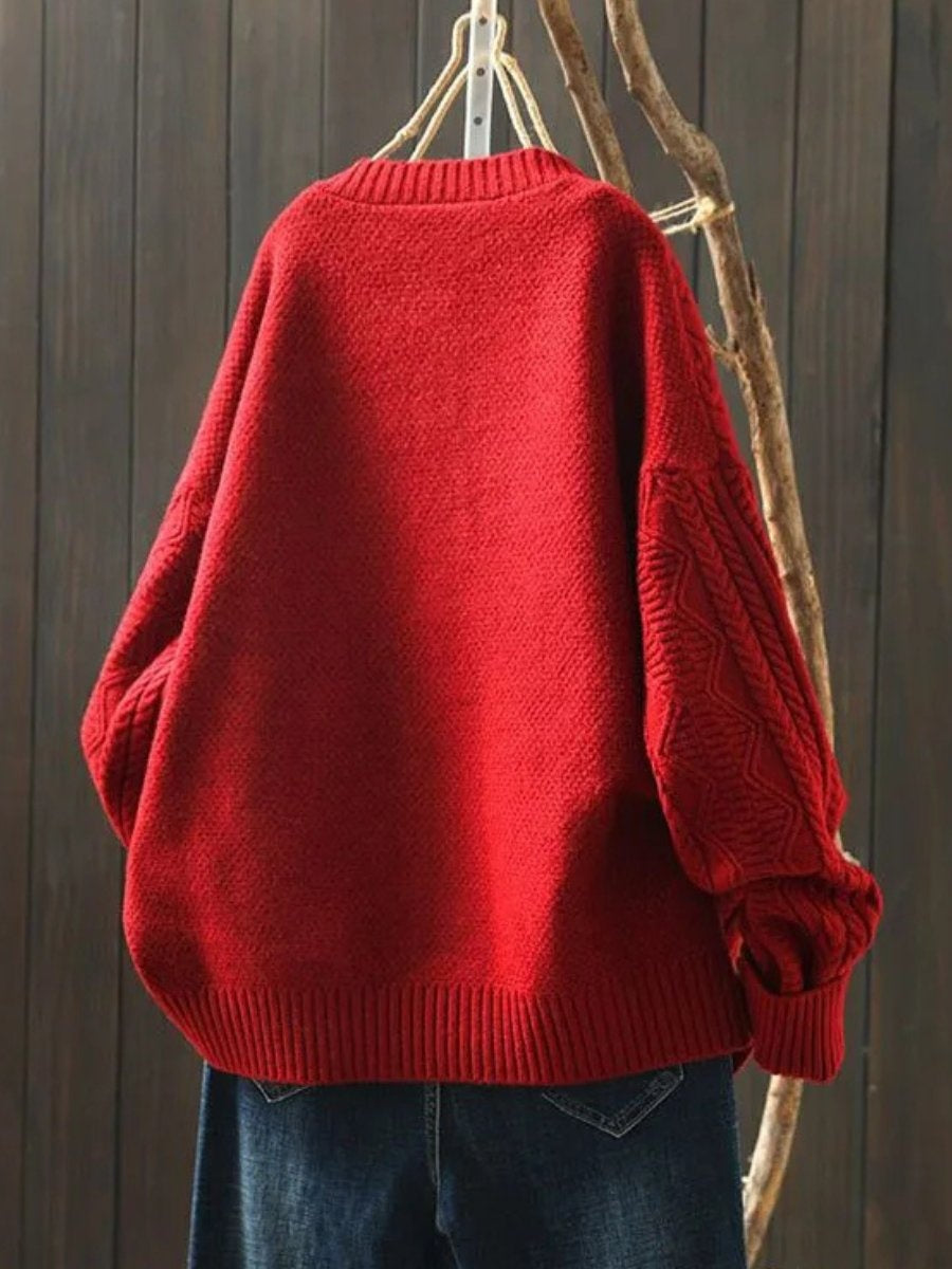 Samantha™ | Jersey oversize de punto trenzado con botones