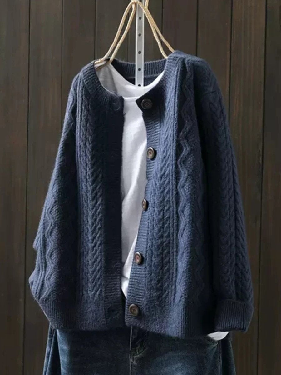 Samantha™ | Jersey oversize de punto trenzado con botones