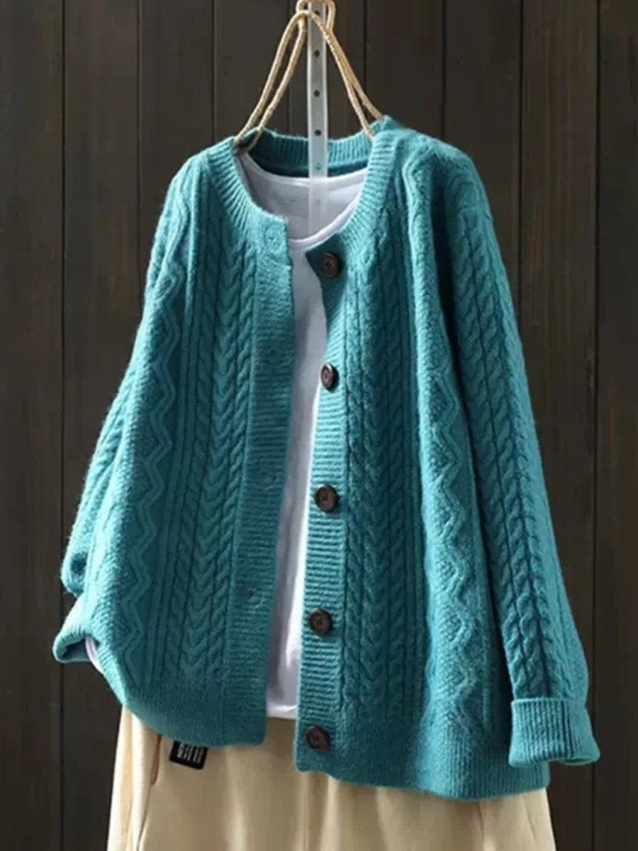 Samantha™ | Jersey oversize de punto trenzado con botones