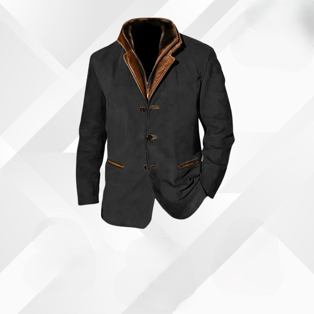 Colton™ | Chaqueta de ante con detalles de piel y cuello de solapa