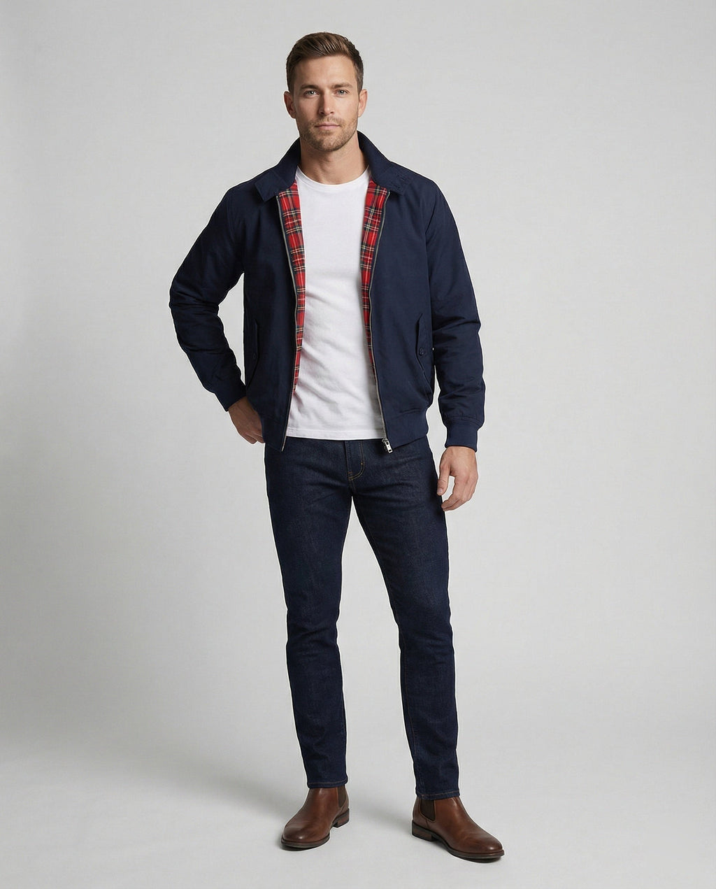 Brett™ | Chaqueta Harrington con forro de cuadros y cremallera