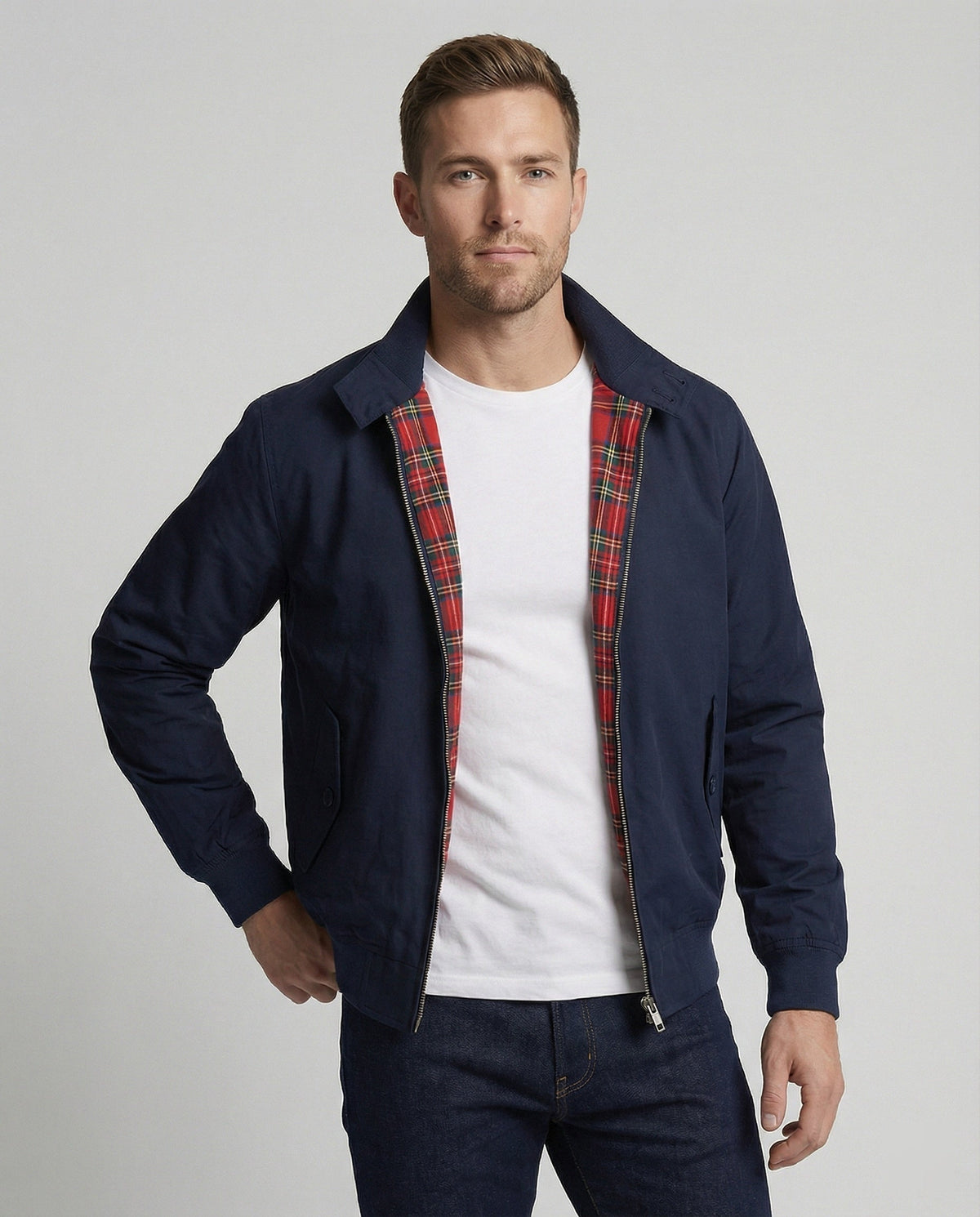 Everett™ | Chaqueta Harrington con forro tartán