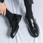 Evan™ | Zapatos monk strap de piel con detalle brogue y hebilla
