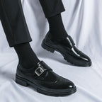 Evan™ | Zapatos monk strap de piel con detalle brogue y hebilla