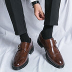 Evan™ | Zapatos monk strap de piel con detalle brogue y hebilla