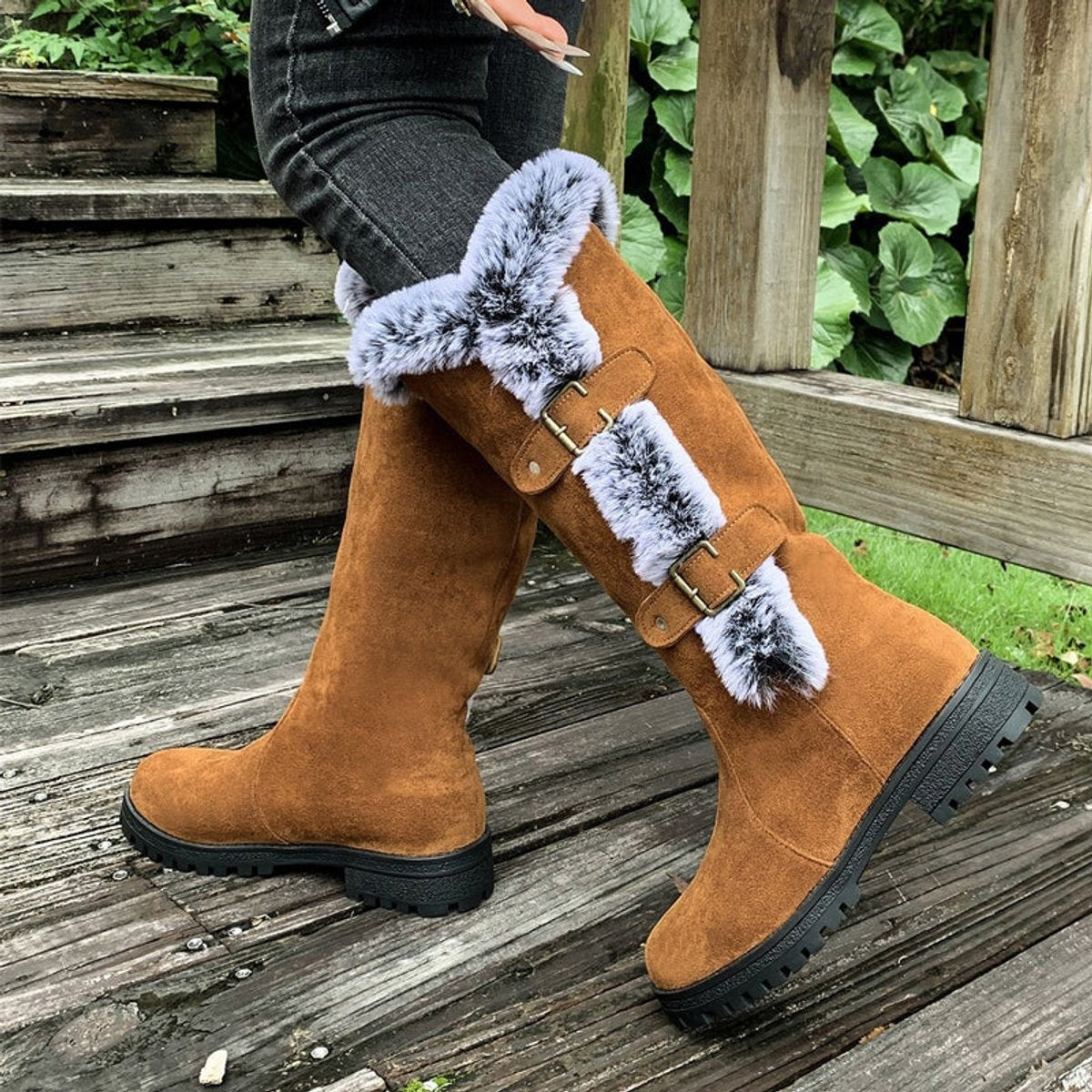 Delaney™ | Botas altas de invierno planas con forro de felpa