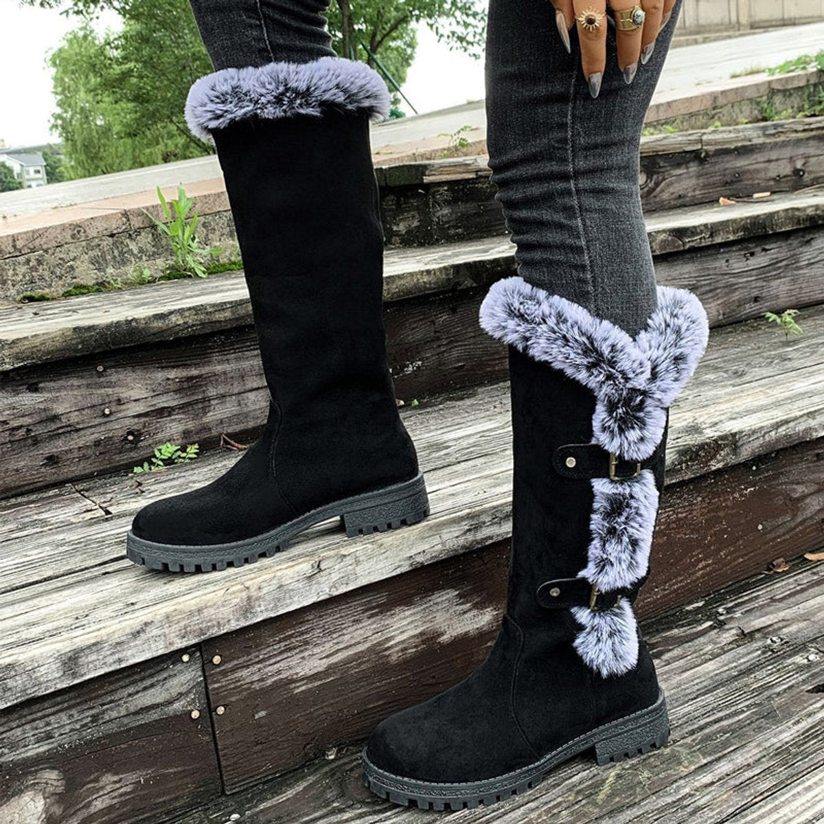 Delaney™ | Botas altas de invierno planas con forro de felpa