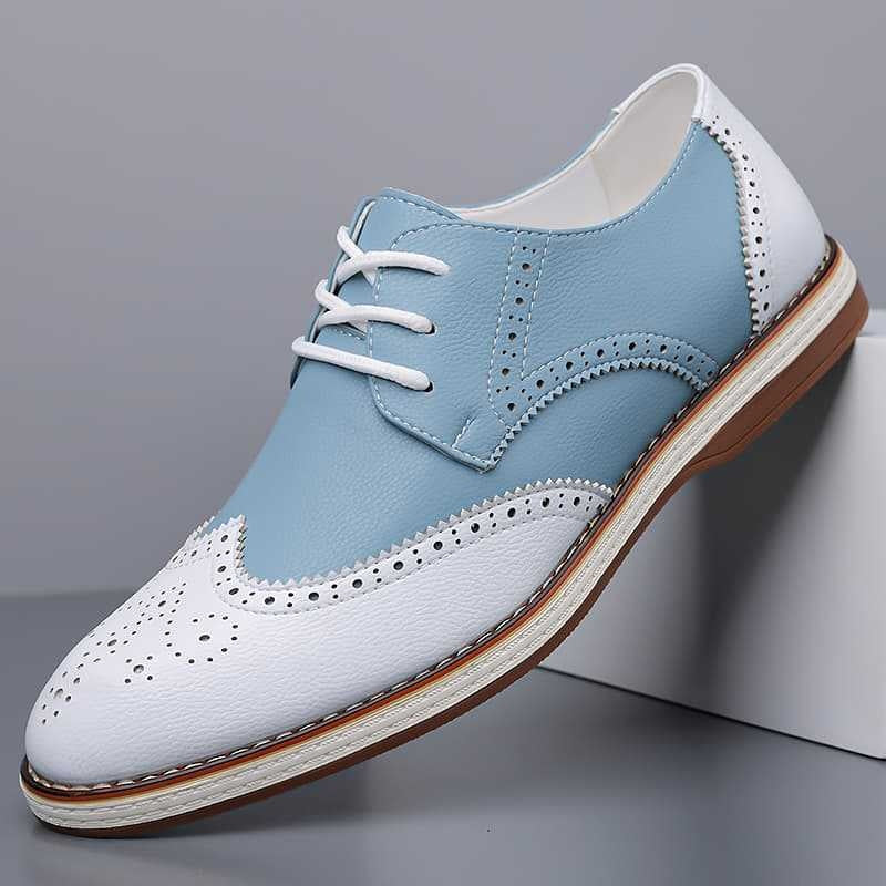 Nolan™ | Zapatos blucher bicolor de piel con detalles brogue