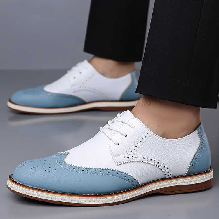 Nolan™ | Zapatos blucher bicolor de piel con detalles brogue