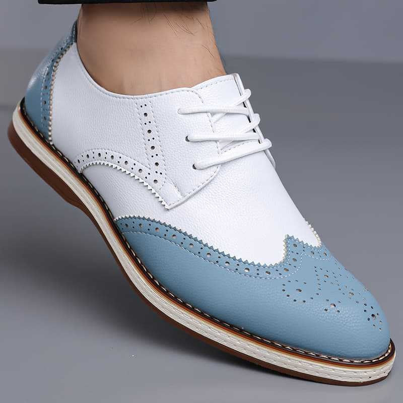 Nolan™ | Zapatos blucher bicolor de piel con detalles brogue