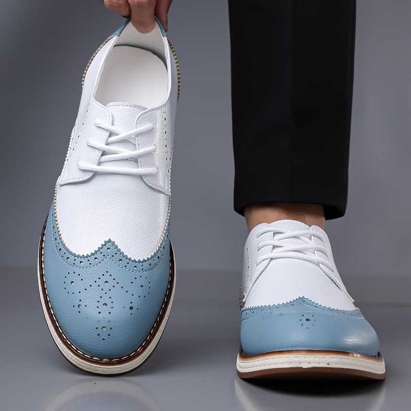 Nolan™ | Zapatos blucher bicolor de piel con detalles brogue
