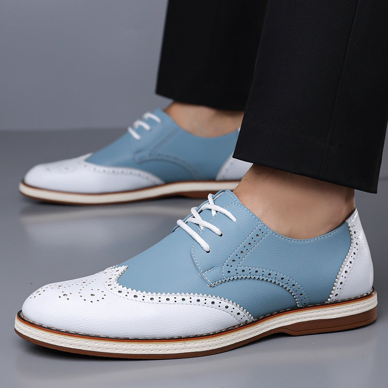 Nolan™ | Zapatos blucher bicolor de piel con detalles brogue