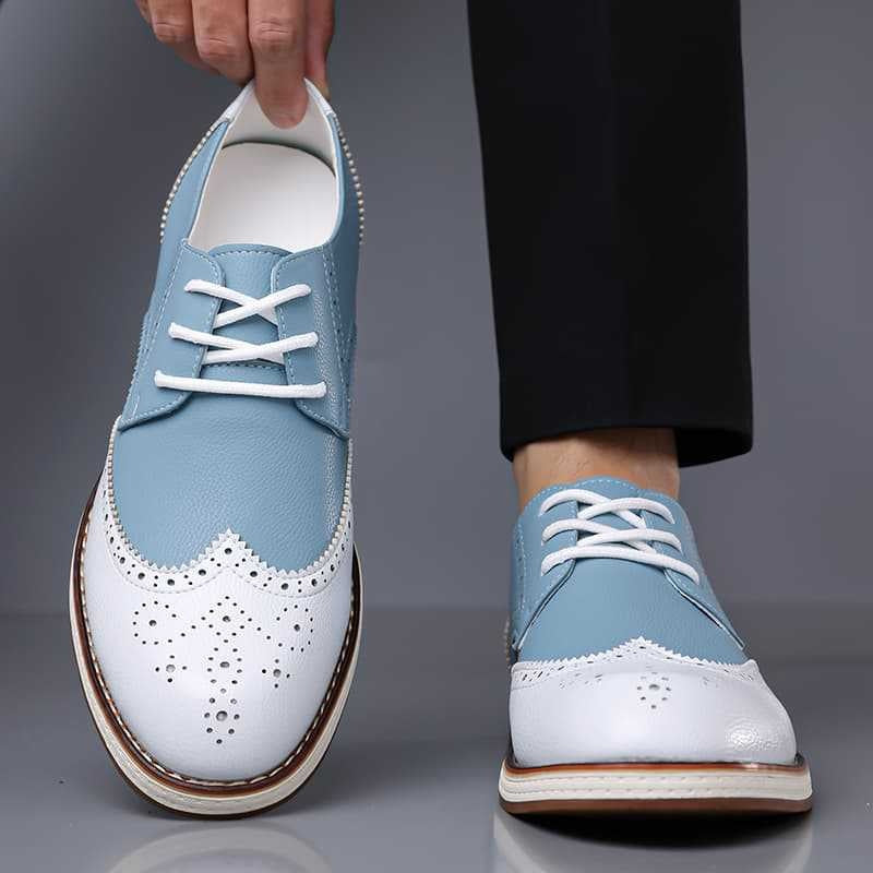 Nolan™ | Zapatos blucher bicolor de piel con detalles brogue