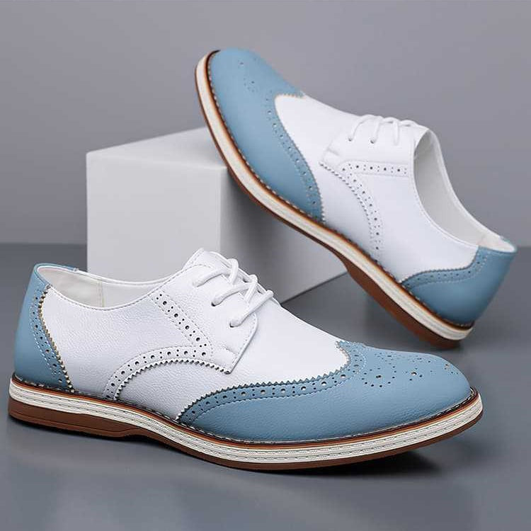 Nolan™ | Zapatos blucher bicolor de piel con detalles brogue