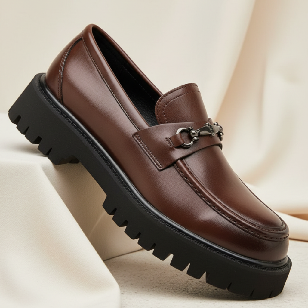 Byron™ | Mocasines de piel con plataforma y hebilla metálica