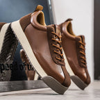 Charles™ | Zapatillas de piel casual con cordones y suela plana