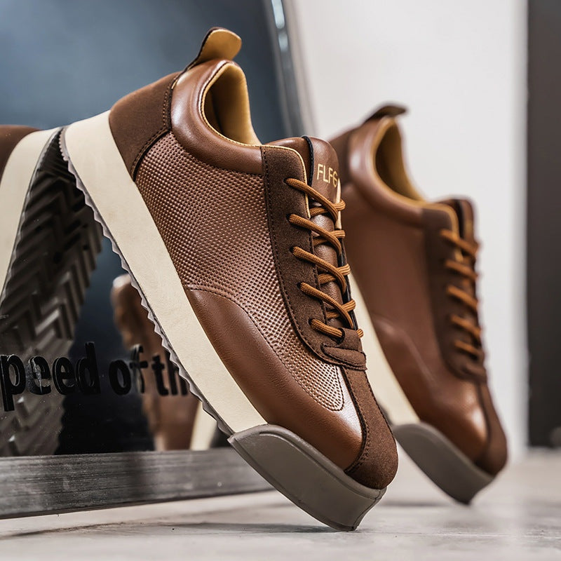 Charles™ | Zapatillas de piel casual con cordones y suela plana