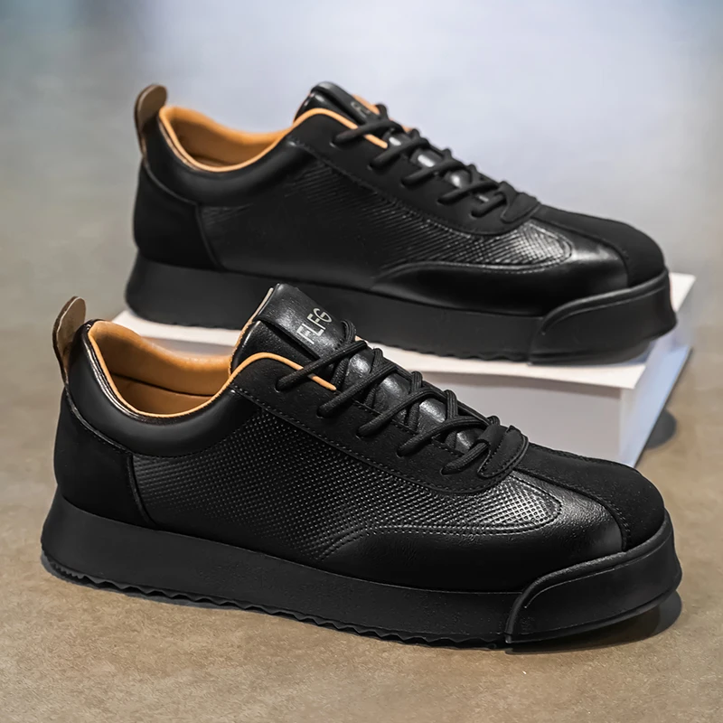 Charles™ | Zapatillas de piel casual con cordones y suela plana