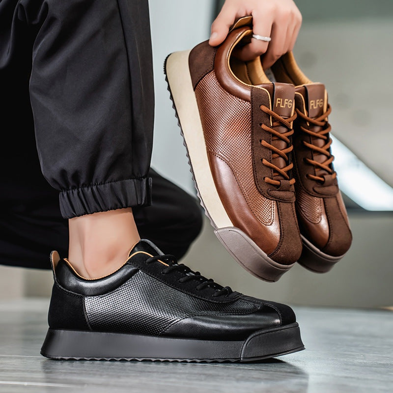 Charles™ | Zapatillas de piel casual con cordones y suela plana