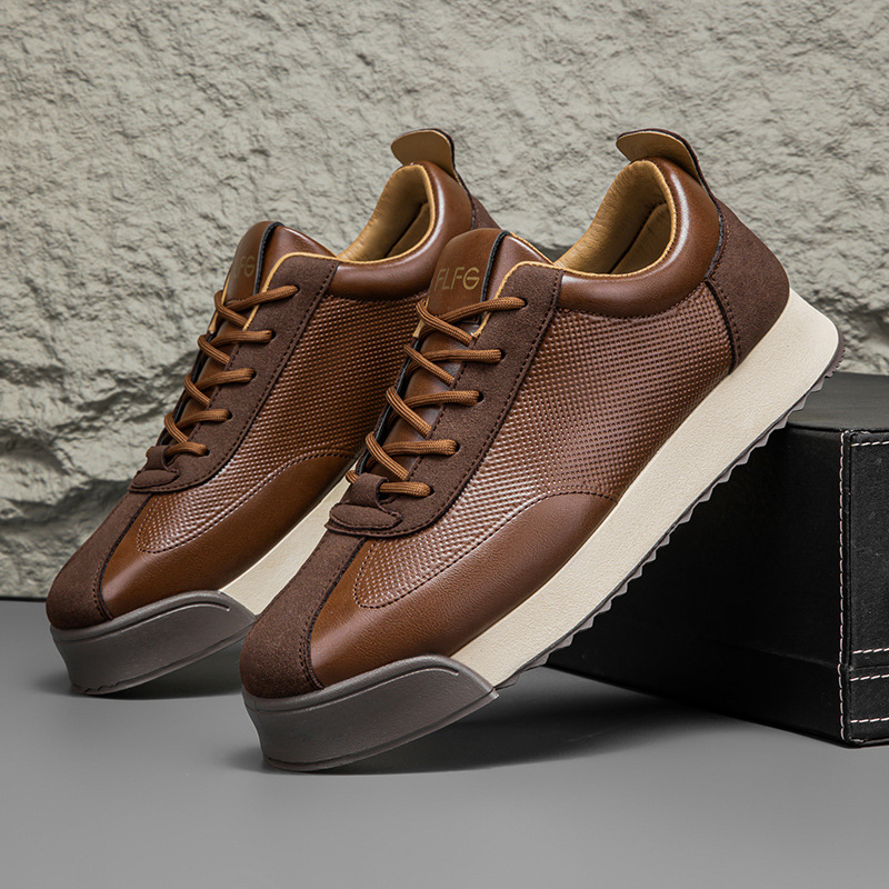 Charles™ | Zapatillas de piel casual con cordones y suela plana