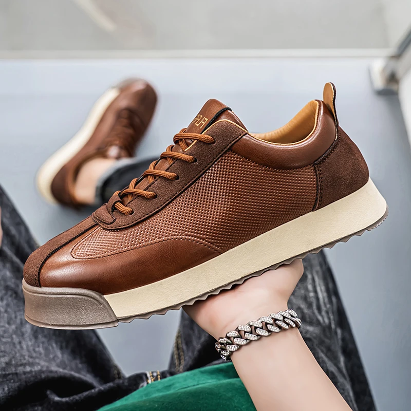Charles™ | Zapatillas de piel casual con cordones y suela plana