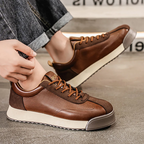 Charles™ | Zapatillas de piel casual con cordones y suela plana