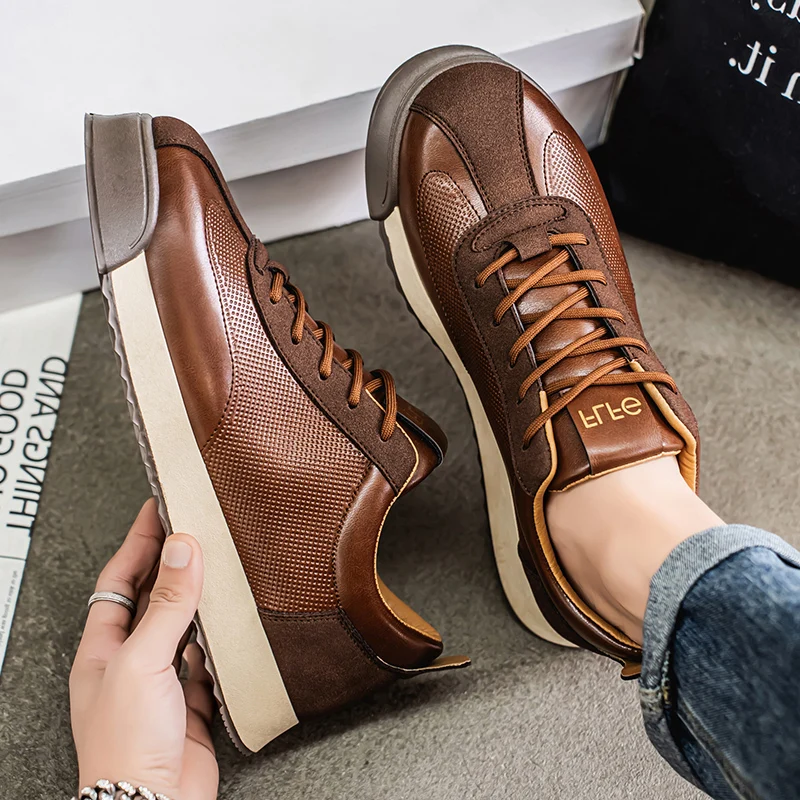 Charles™ | Zapatillas de piel casual con cordones y suela plana