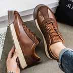 Charles™ | Zapatillas de piel casual con cordones y suela plana