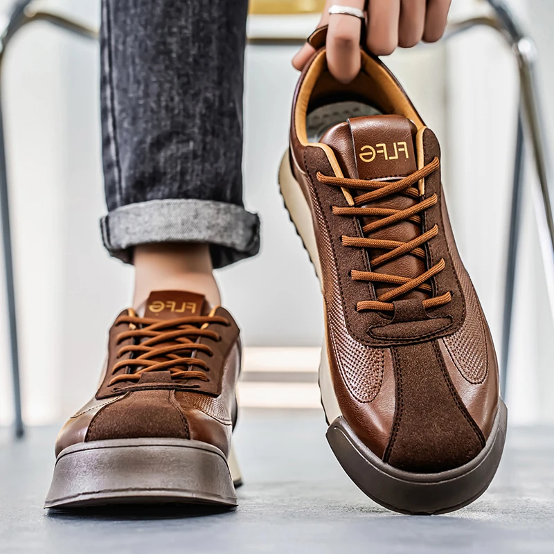 Charles™ | Zapatillas de piel casual con cordones y suela plana