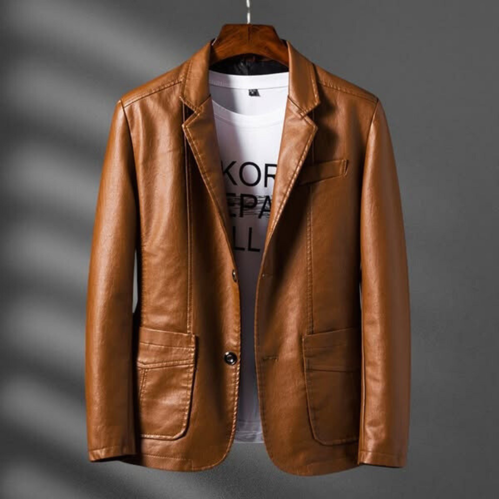 Benjamin™ | Blazer de polipiel estructurado con solapas y bolsillos