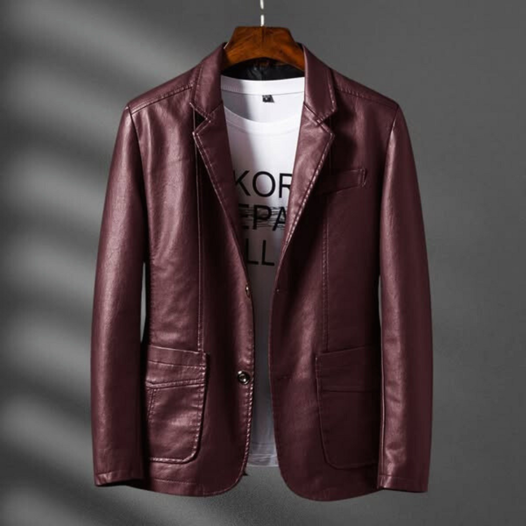Benjamin™ | Blazer de polipiel estructurado con solapas y bolsillos