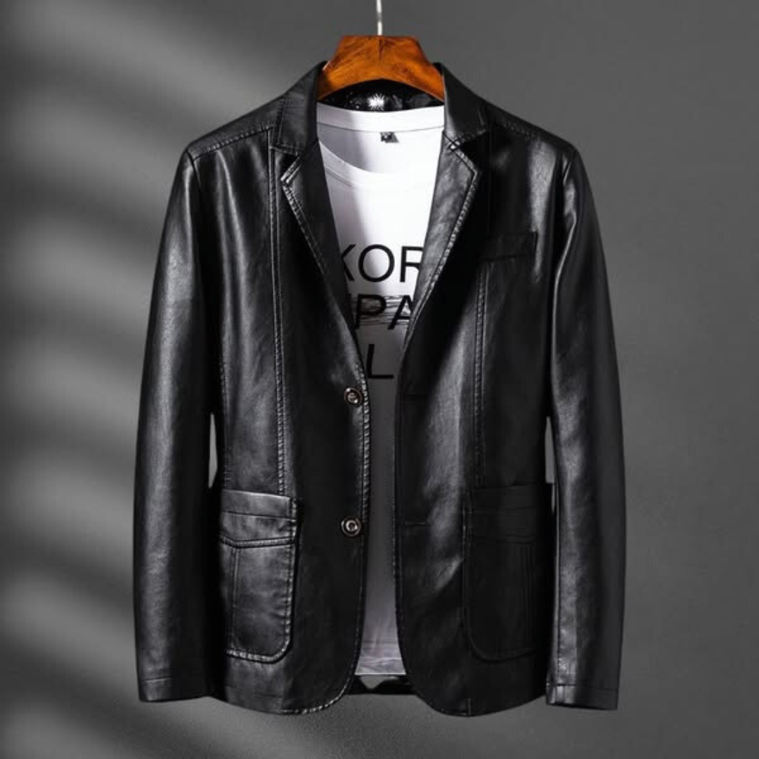 Benjamin™ | Blazer de polipiel estructurado con solapas y bolsillos