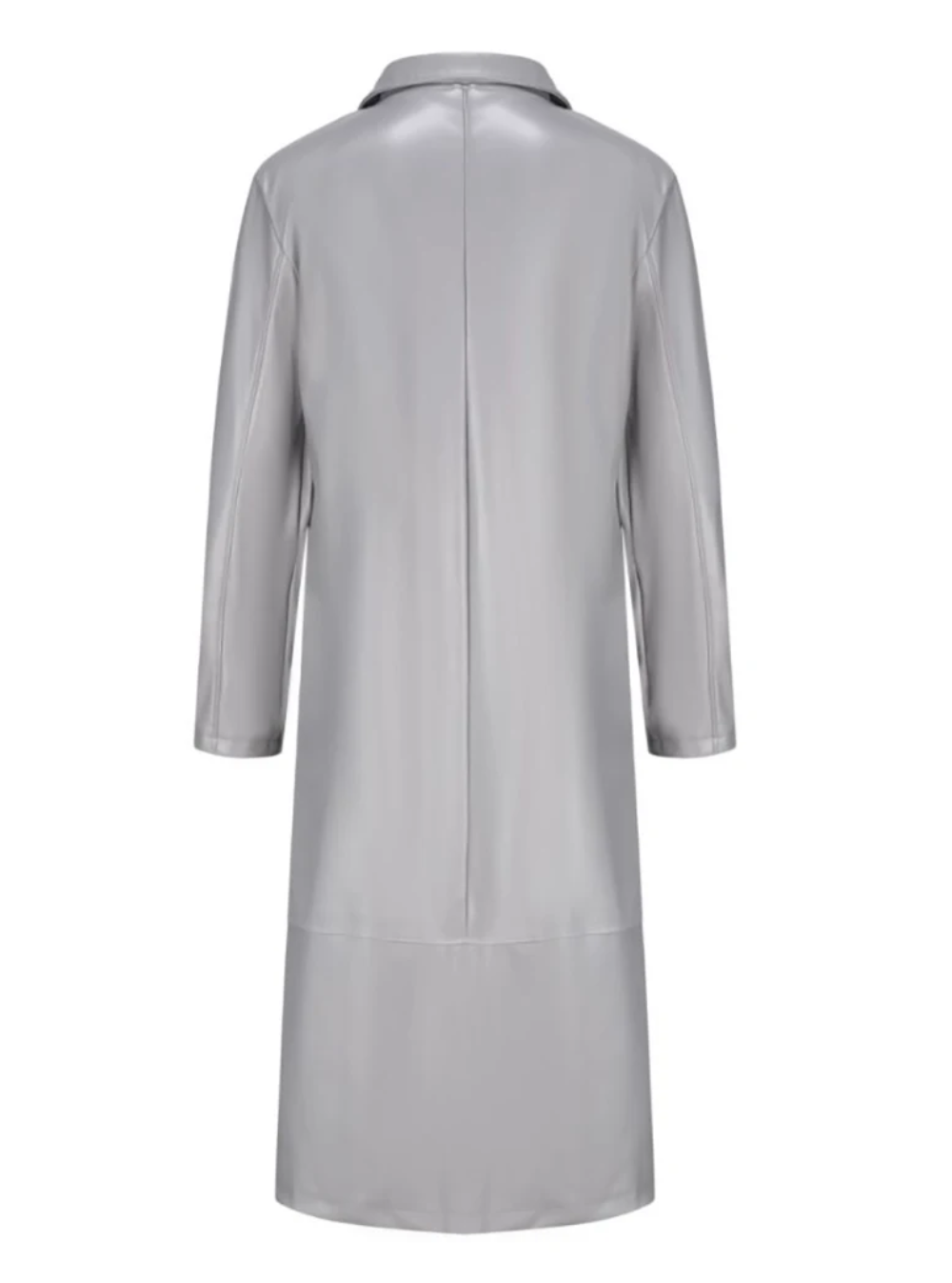 Ian™ | Gabardina larga efecto piel con cuello solapa