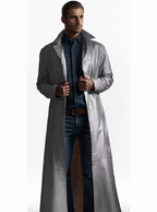Ian™ | Gabardina larga efecto piel con cuello solapa