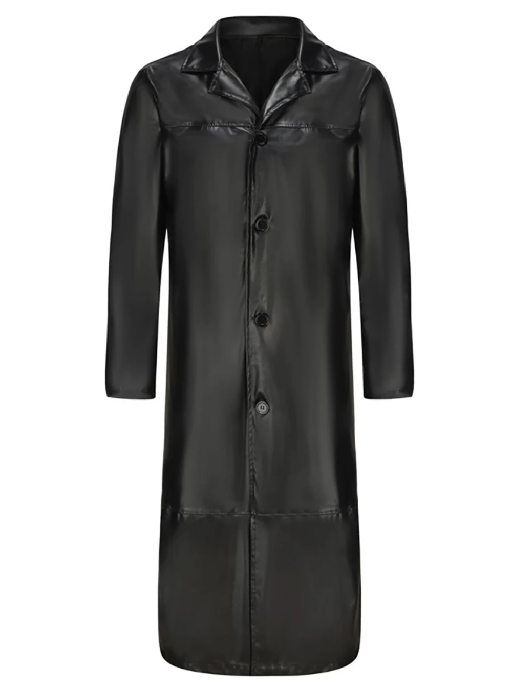 Ian™ | Gabardina larga efecto piel con cuello solapa