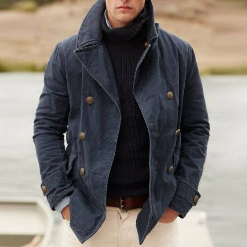 Garrett™ | Chaquetón peacoat de algodón cruzado con cuello alto