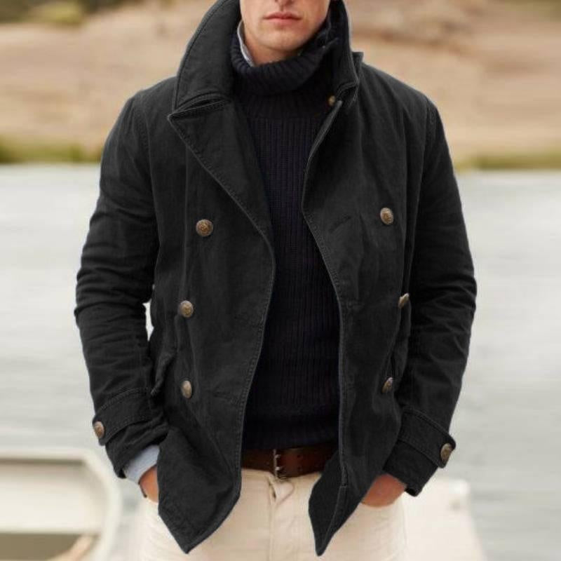 Garrett™ | Chaquetón peacoat de algodón cruzado con cuello alto