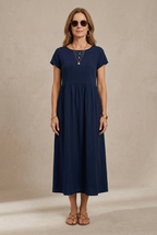 Catalina - Vestido midi fluido de algodón y seda