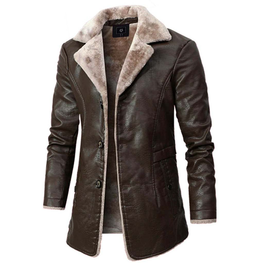 Adam™ | Chaqueta larga de invierno efecto piel con forro sherpa
